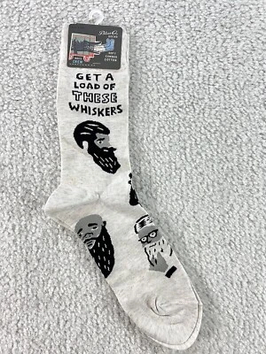 Blue Q Get A Load Of These Whiskers 1 Par Calcetines Crew Barbas Dapper Para Hombres 7-12 Foto 1 de 4