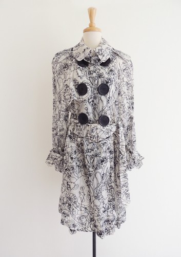 MAISON MARGIELA JOHN GALLIANO 2000 Cappotto Tench Stampa Grafica Organza Seta Maison Martin Margiela