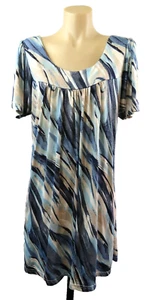 Nouvelle Womens Short Sleeve Top Tunic Blue Stretch Print | Plus Size 18 XXL - Picture 1 of 7