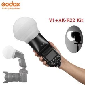 Godox V1 V1-C V1-N V1-S TTL Round Head Flash With AK-R22 Diffusion Dome Kit - Picture 1 of 16