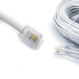 10m Meter RJ11 To RJ11 Cable Lead 4Pin ADSL Router Modem Phone WHITE - Picture 1 of 12