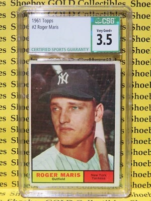 1961 Topps Card #2, ROGER MARIS, New York Yankees, CSG classificação 3.5 - Imagem 1 de 2