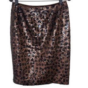 Carlisle Sequined Leopard Print Midi Skirt With Side Zipper Closure Size US 10 - Picture 1 of 6