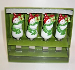 Sears Muñecos de Nieve Esparcidores de Queso para Navidad 45424 Blanco Rojo Verde Nuevo en Caja Juego de 4 - Imagen 1 de 9