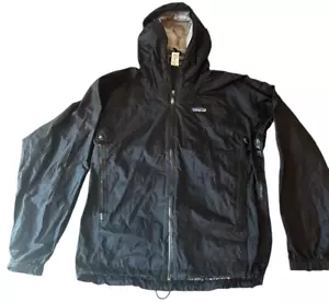 Vintage Patagonia Black Rain Jacket Lightweight Windbreaker Coat Women's M - Picture 1 of 9