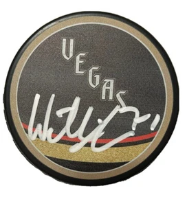 WILLIAM KARLSSON SIGNED VEGAS GOLDEN KNIGHTS REVERSE RETRO PUCK AUTOGRAPH - Picture 1 of 1