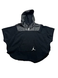 Jordan Cape Poncho Boys Medium Black Hoodie Athletic Faux Leather SUPER RARE - Picture 1 of 6