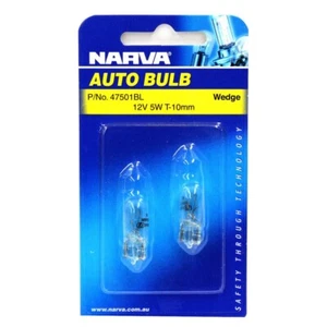 Narva Auto Bulb 47501BL Wedge Globes 12V 5W T-10mm Base Twin Pair Pack - Picture 1 of 3