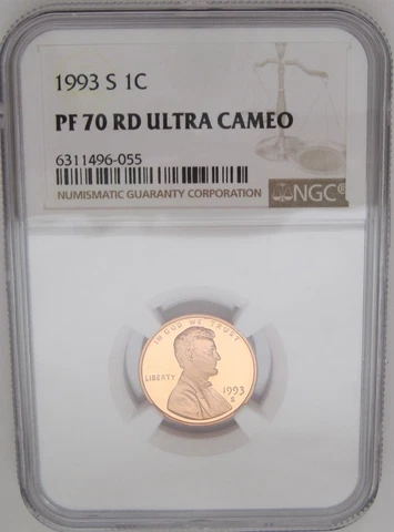 1993-S Lincoln Memorial Cent NGC PF70 RED ULTRA CAMEO -GRADED Gem PROOF &HOT RED Cover