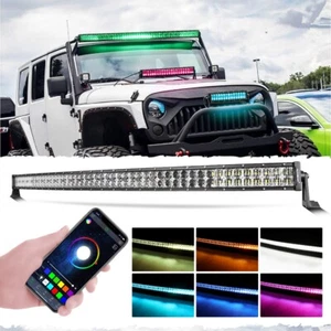 AUXBEAM Curved/Straight LED Light Bar Combo RGBW Color Changing Chasing Strobe - Picture 1 of 18