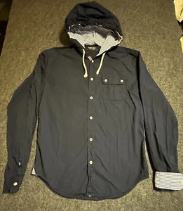 ZARA Young hoodie shirt button down size Medium Blue C18 - Picture 1 of 4