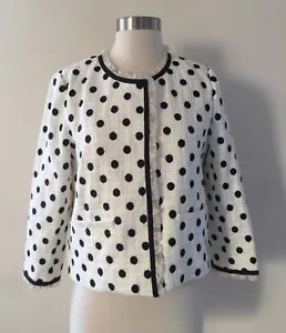 Giacca nuova JCREW in tweed testurizzato a pois taglia 6 bianco navy G3728 - Foto 1 di 12