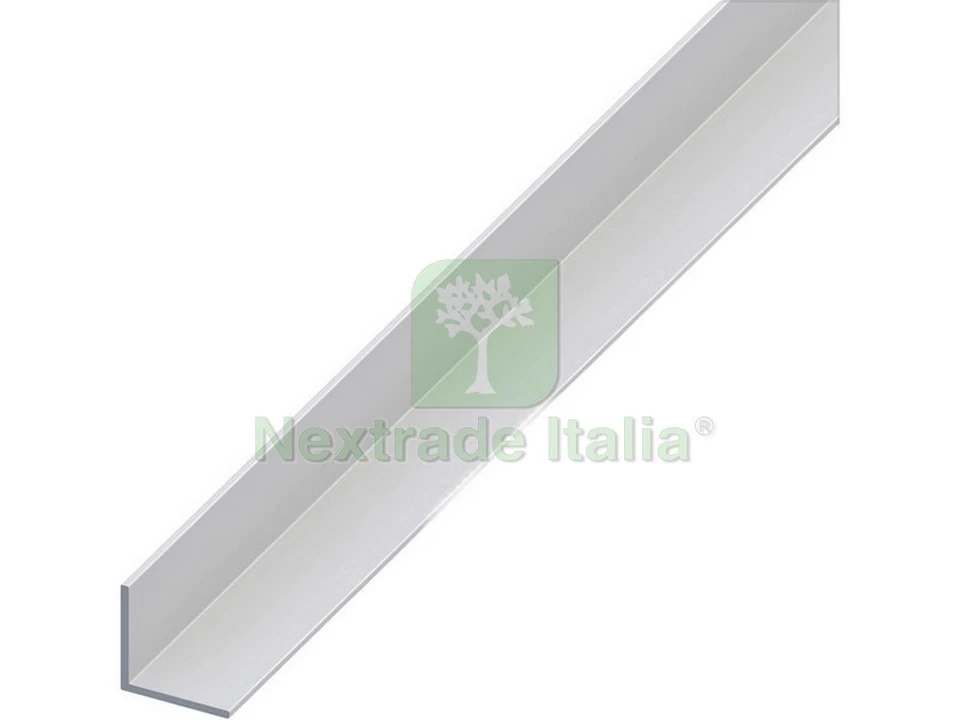 5PZ PROFILO ANGOLARE ALLUMINIO ARGENTO SATINATO MM. 30X30X1 MT. 1: - Immagine 1 di 1
