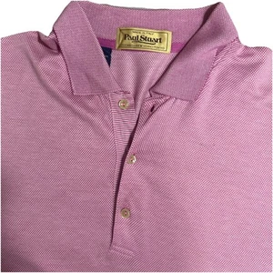 Paul Stuart Men’s Polo Shirt XL Pink Houndstooth Made in Italy - Picture 1 of 11