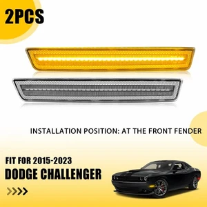 For Dodge Challenger 2015-2023 LED Side Bumper Front Marker Light Amber 2x Lamp - Picture 1 of 11