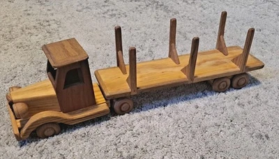 DK Wood Toys 1940s Solid Wood  Heavy Duty Truck and Dual Axle Trailer 16" USA  - Image 1 of 4