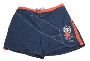 Ralph Lauren Polo Mens Size 3XB Big Navy Blue Swim Shorts Trunks Orange Big Pony - Picture 1 of 13