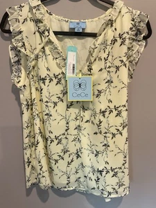 NWT Cece Emmet Tie Neck Lined Blouse Women’s Sz M Summer - Picture 1 of 8