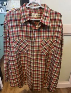 Big Mac Men’s Vintage XL Button Front Shirt long Sleeve Red Plaid JC Penney 70’s - Picture 1 of 5