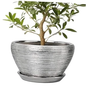 Flower Pot for Indoor Plants - Ceramic Planter 13 Inch Plant Pot with Drainage - Picture 1 of 8