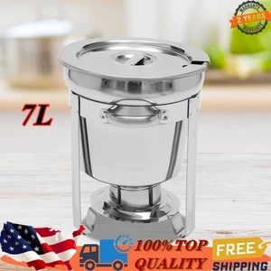 7L Round Chafing Dish Buffet Food Warmer with Lid Stainless Catering Container - Picture 1 of 10