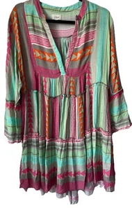 NEU Elan V-Ausschnitt Glockenärmel Babydoll Kleid Coverup Minikleid Größe Large - Bild 1 von 3