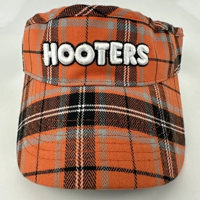 Hooters Orange Plaid Hootie Headwear Top Of The World Adj.  Strap Back Visor - Image 1 of 4