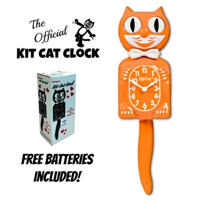 FESTIVAL ORANGE KIT CAT CLOCK 15.5" Free Battery USA MADE Official Kit-Cat Klock - Image 1 of 4