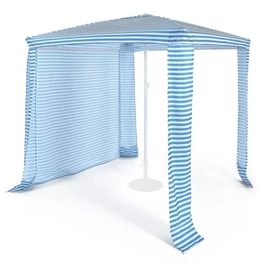 Foldable 6.6' x 6.6' Easy-Setup Beach Canopy Beach Cabana W/ Carry Bag Blue - Picture 1 of 7