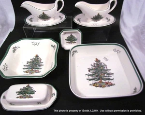 13 Stück Spode Christmas Tree England SERVIERSCHALEN eckig Pfanne Schale, Soße, Butter - Bild 1 von 12