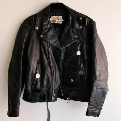 Vintage 70s Sears The Leather Shop Biker Jacket Genuine Size 42 Americana Rare - Image 1 of 4