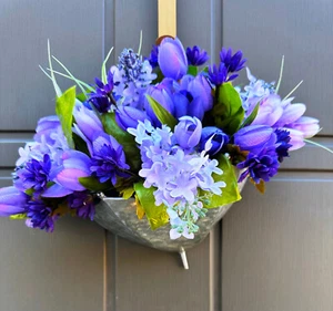 SCHIRM TÜRAUFHÄNGER LILA TÜRAUFHÄNGER TULPEN TÜRAUFHÄNGER METALLSCHIRM - Bild 1 von 4