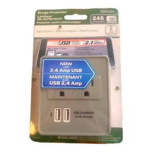 Woods 410517821 2 Outlet 2 USB Wall Tap Surge Protector - Picture 1 of 2