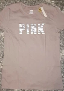 Vs pink everyday crew tee brand new size small cocoa with shine logo - Picture 1 of 2