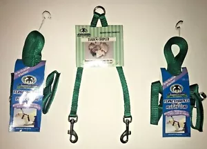 Sheppard & Greene Ferret - 2 Harness / Lead Sets+Tandem Coupler - Green - Picture 1 of 1