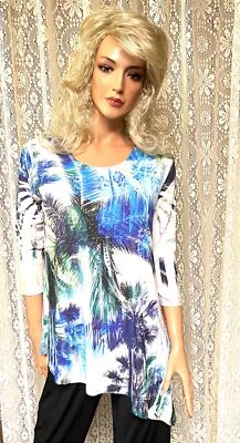 JOSTAR TOP SPARKLE Slinky Stretch Poli Spandex DOBLADILLO ASIMÉTRICO Azul 310HT M L XL Foto 1 de 4