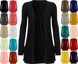 NEW LADIES LONG SLEEVES POCKET CARDIGAN WOMEN BOYFRIEND TOP SIZE 8-26 - Picture 1 of 16