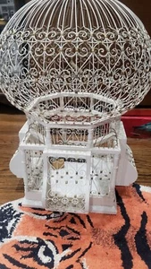 Antique White And Gold Color Wood And Metal Bird Cage handmade in Egypt - Picture 1 of 9