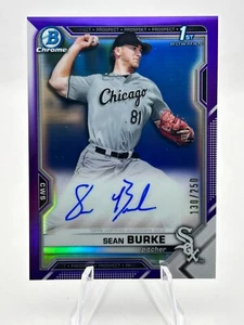 SEAN BURKE 2021 BOWMAN CHROME 1ST PURPLE AUTO 130/250 WHITE SOX #CDA-SBU JC - Picture 1 of 2