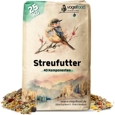 25 kg Streufutter für Wildvögel 40 Zutaten Vogelfutter Winterstreufutter Meisen - Bild 1 von 4