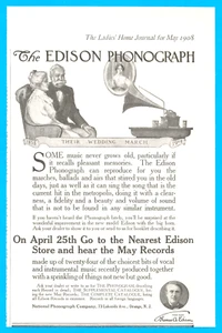 Fonografo Thomas Edison 1908 antica STAMPA PUBBLICITÀ dischi musica strumentale - Foto 1 di 3