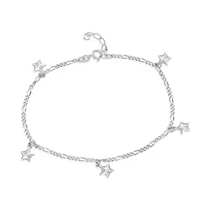 Pulsera tobillera de cadena Figaro con cadena de plata esterlina sólida 925 ajustable - Imagen 1 de 3
