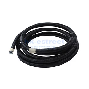 6AN Black Nylon Braided PTFE Fuel Line Hose Oil Gas Line 10FT for E85 - Picture 1 of 12