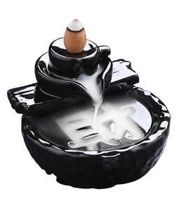 Ceramic Waterfall Effect Back-flow Smoke Censer Incense Burner Home Decor 3-Tier - Picture 1 of 4