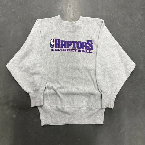 Vintage 90's Champion Reverse Weave Sweatshirt NBA Toronto Raptors Size M Cover