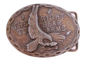 Vintage Estate "The Right To Bear Arms" American Eagle Metal Belt Buckle - Picture 1 of 3