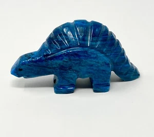 Hand Carved Blue Stone Stegosaurus Dinosaur Figurine/Fetish 2" x 3" - Picture 1 of 6