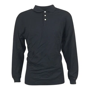 Adidas Men's Long Sleeve Black Cotton Polo Shirt - Picture 1 of 2