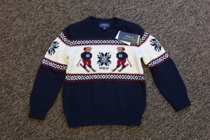 Polo Ralph Lauren Boys Special Edition Polo Ski Bear Knit Sweater - Size 5 - Picture 1 of 3