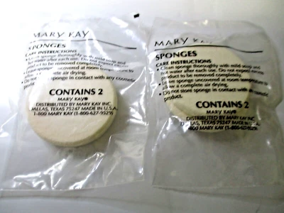 Mary Kay ~ Esponjas faciales cosméticas compactas redondas blancas ~ Lote de 4 esponjas en total Foto 1 de 2